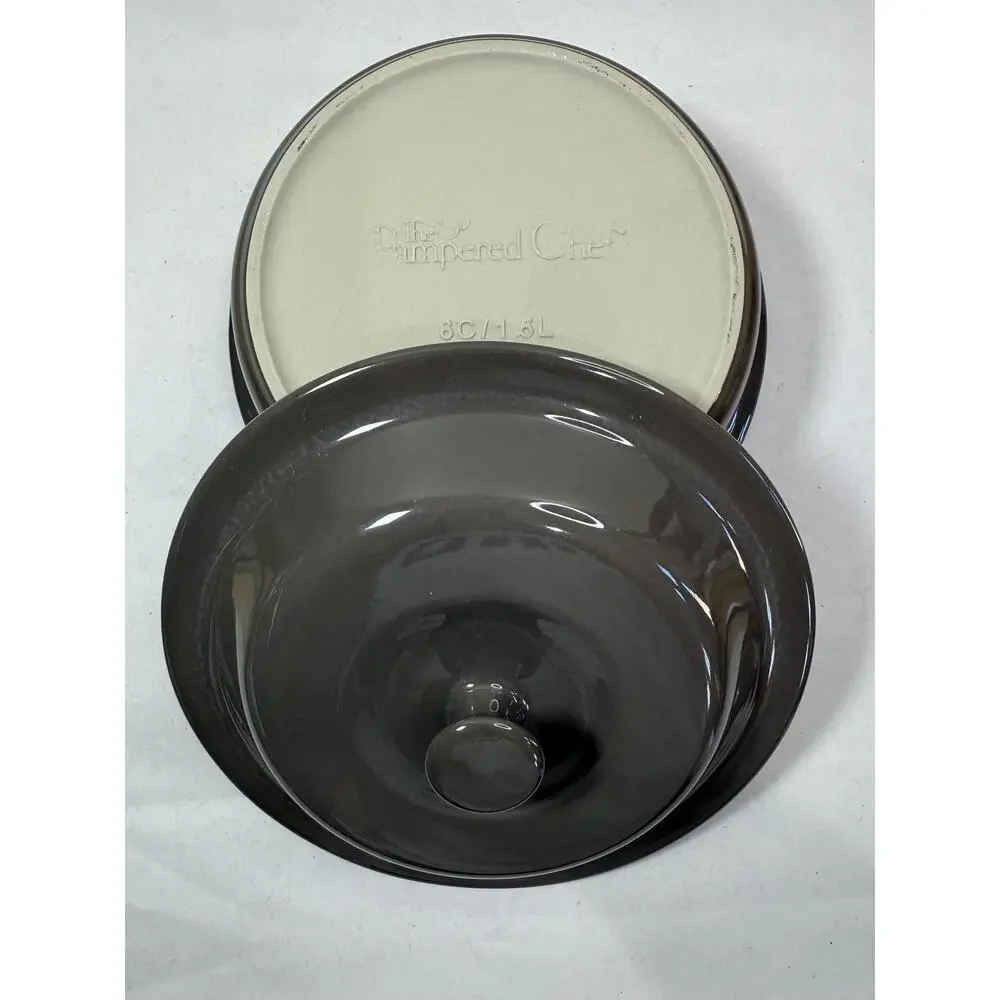 Pampered Chef Stoneware 6 Cup Covered Casserole | 1.5L Charcoal Gray
